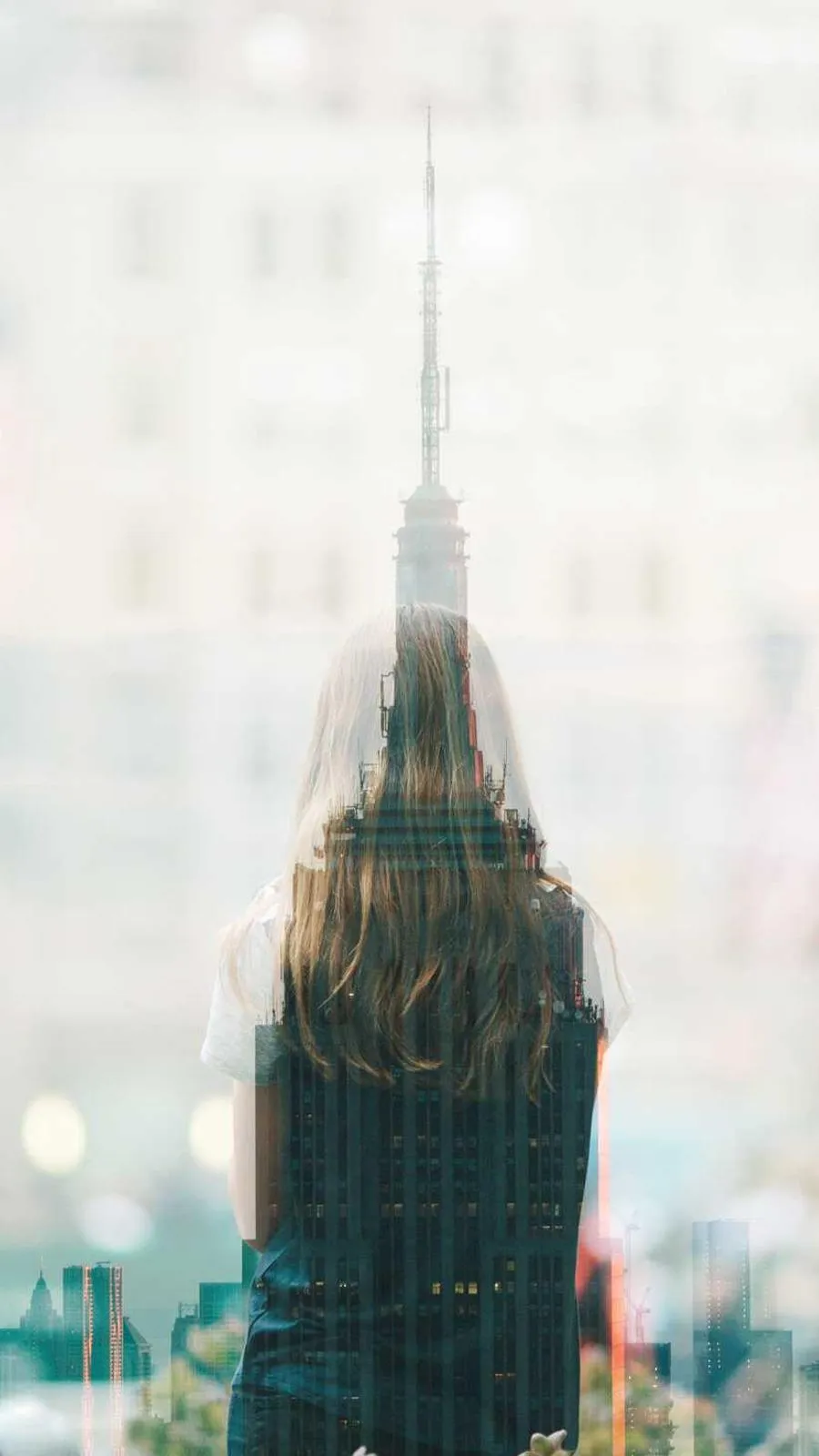 Skyscraper spire in haze
